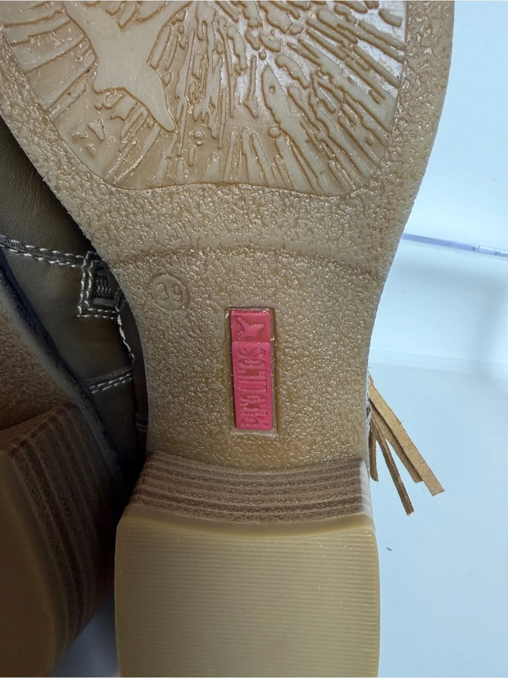 PIKOLINOS Zaragoza Leather Ankle Boots with Tassel Wrap in Moss Brown; Size 39